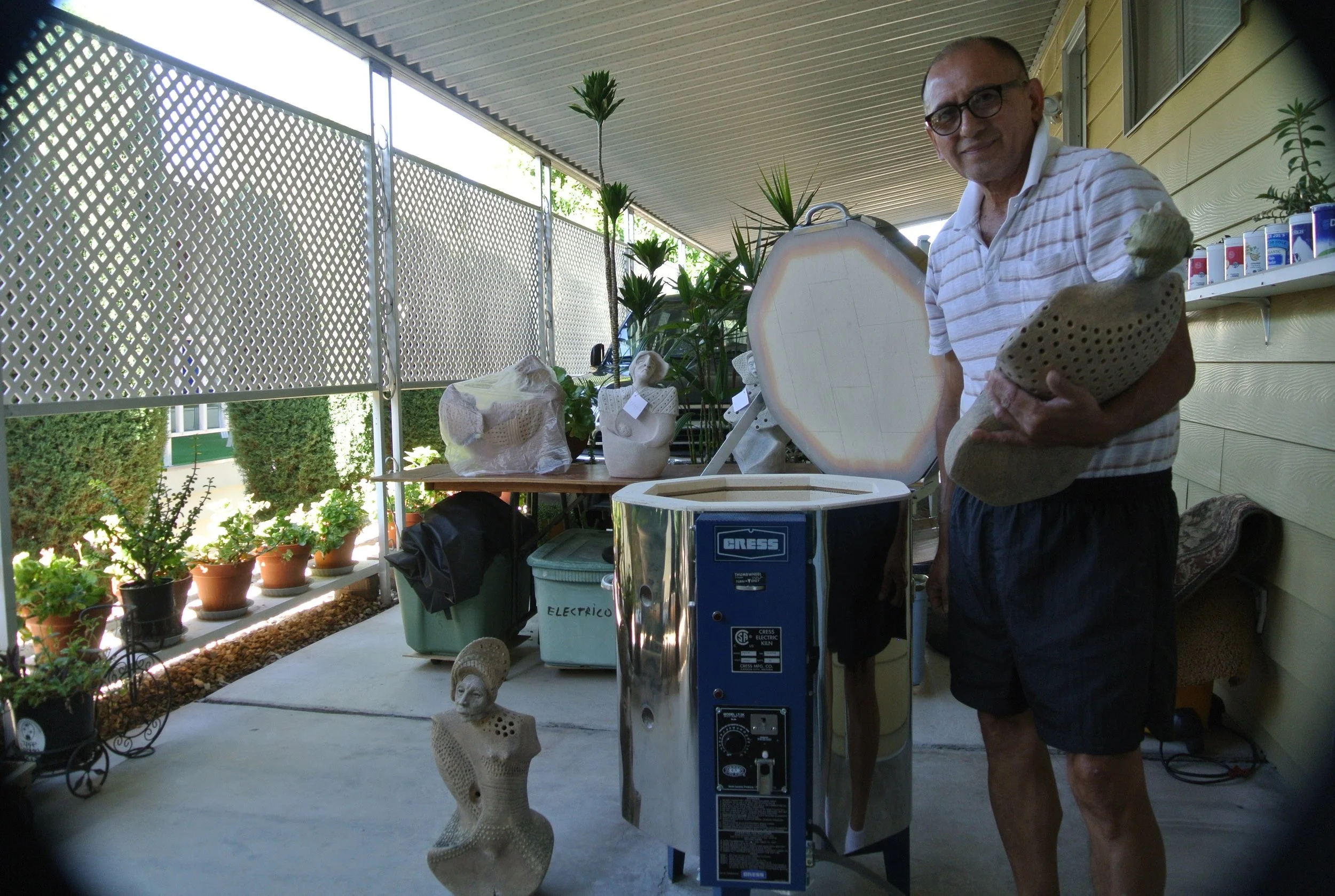 Pedro Mongrut and his kiln.