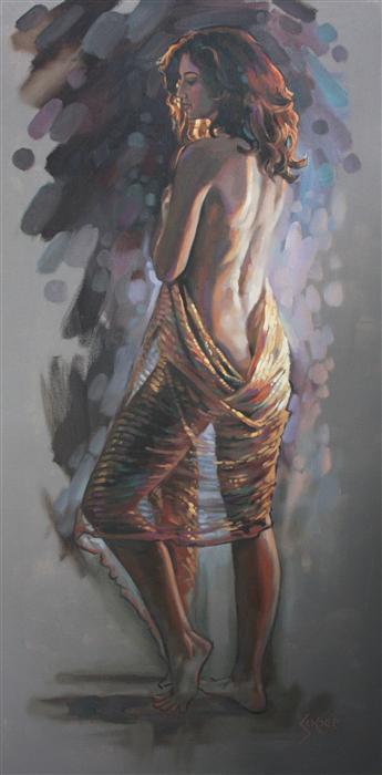 Wrapped in Gold (36” x 18”) by Patrick Soper, oil painting
