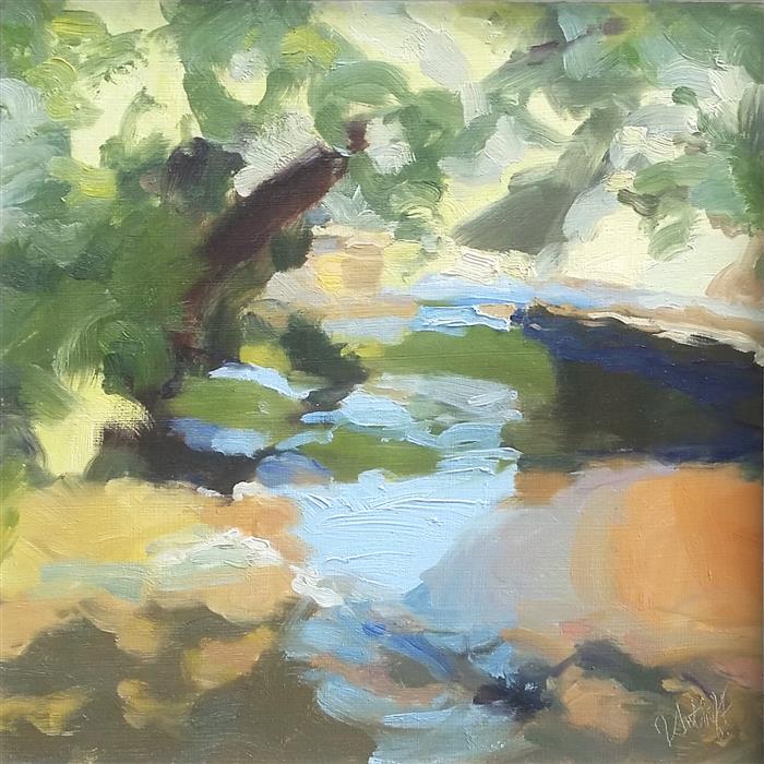 Stream Colors (11" x 11") by Julia Sutliff, oil painting