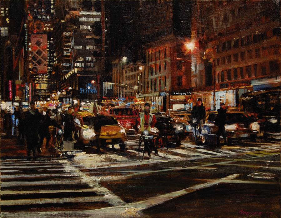 The Crossing at 59th and 6th (14" x 18") by Onelio Marrero, oil painting