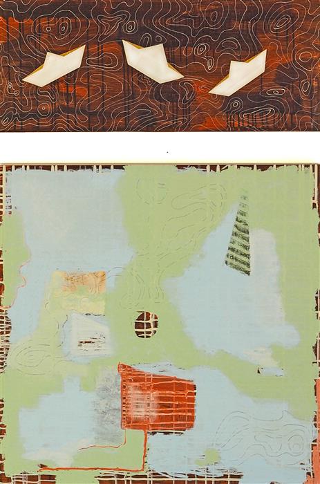 Boat House (48" x 34") by Leslie Morgan, mixed media artwork 