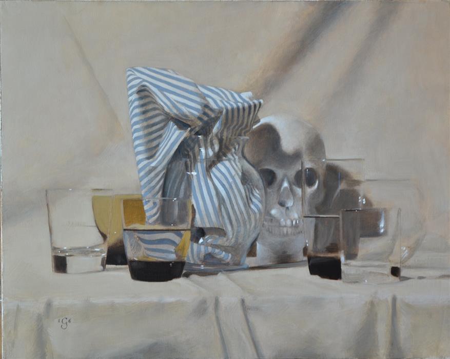 Vanitas with Stripes (16" x 20") by Christopher Garvey, oil painting