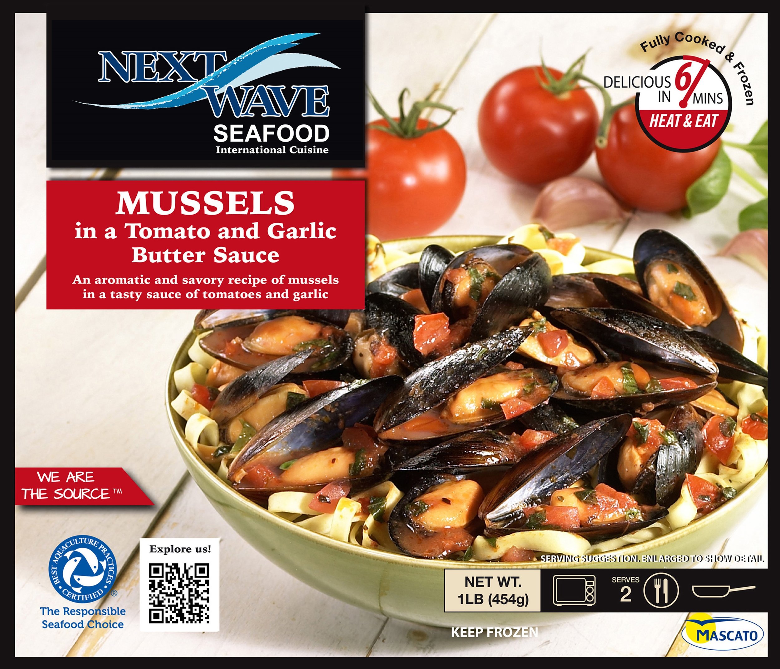 mussels in a tomato and garlic butter sauce package