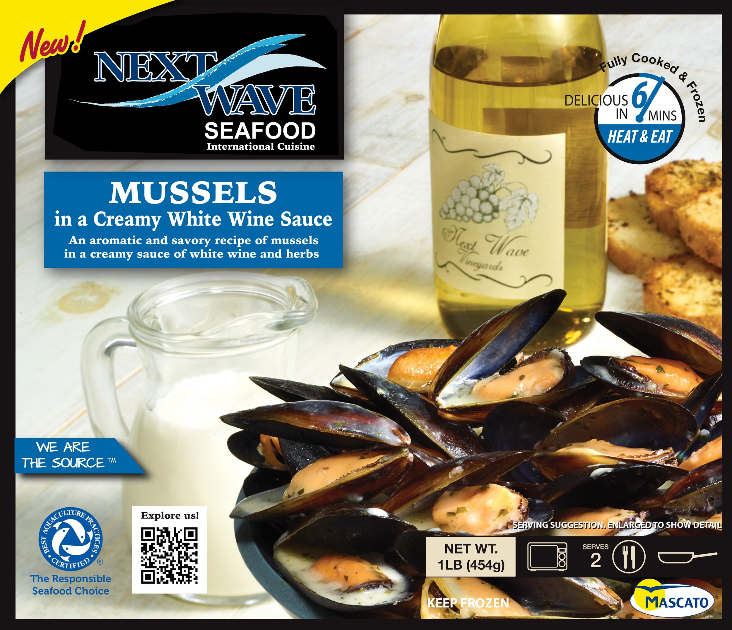 mussels in a creamy white wine sauce package