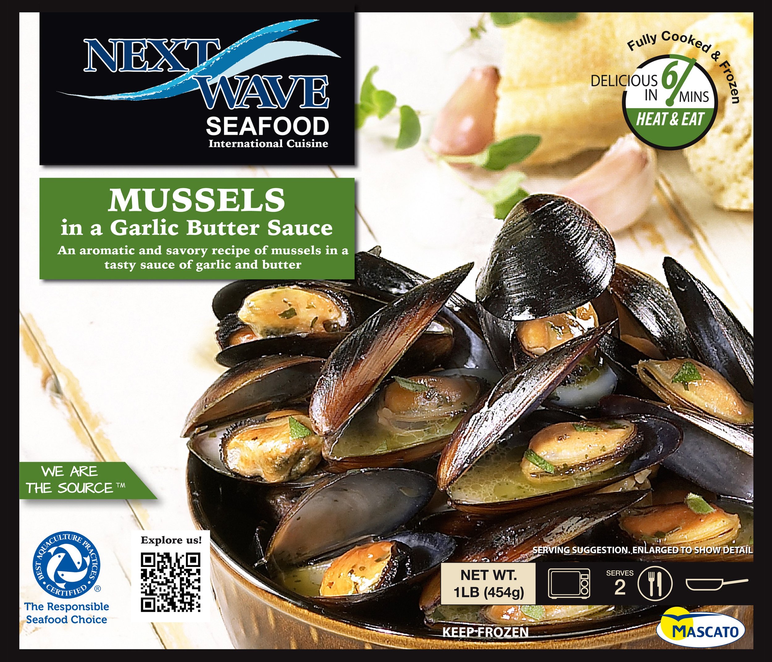 mussels in a garlic butter sauce package