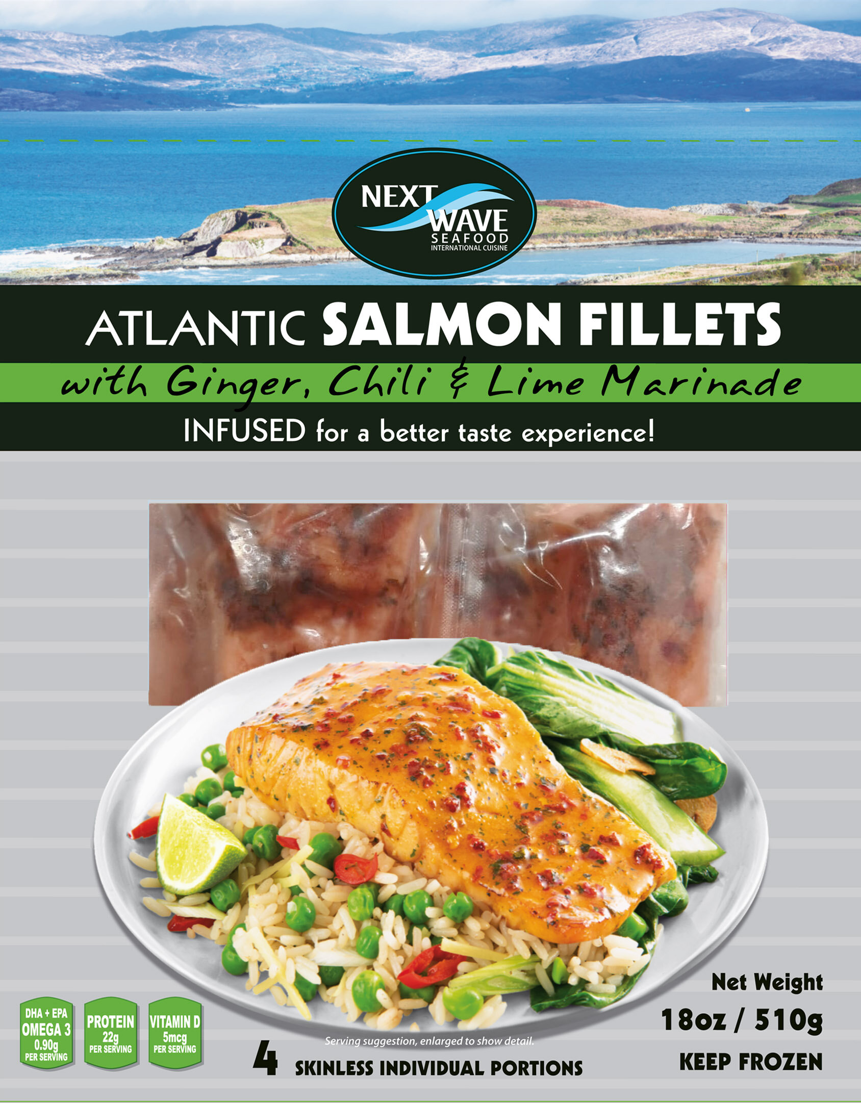 Salmon fillets with ginger marinade package