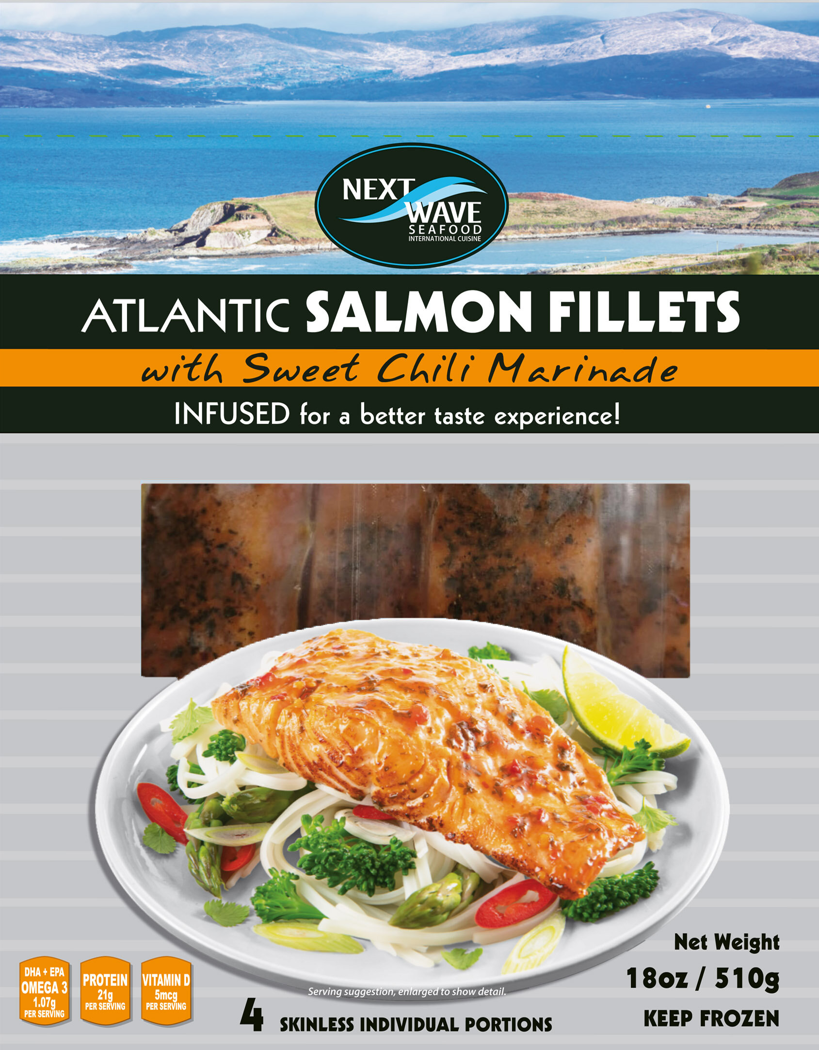 salmon fillets with sweet chili marinade package