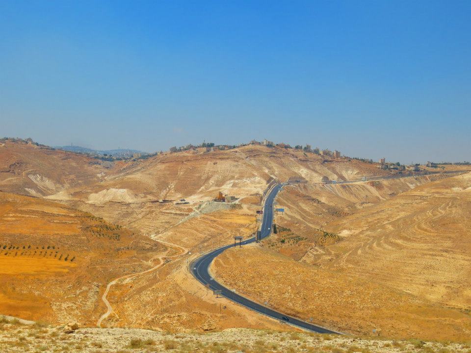   A road winds through the mountainous region of the West Bank. June, 2012.  