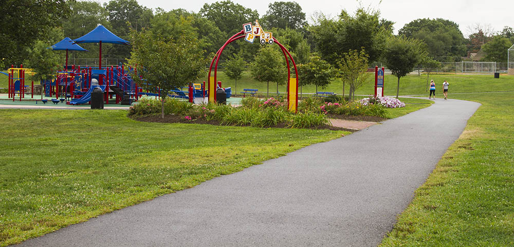 A quarter mile track that wraps around Jake's Place, the pavilion, and Boundless Field. Great for jogging and walking.