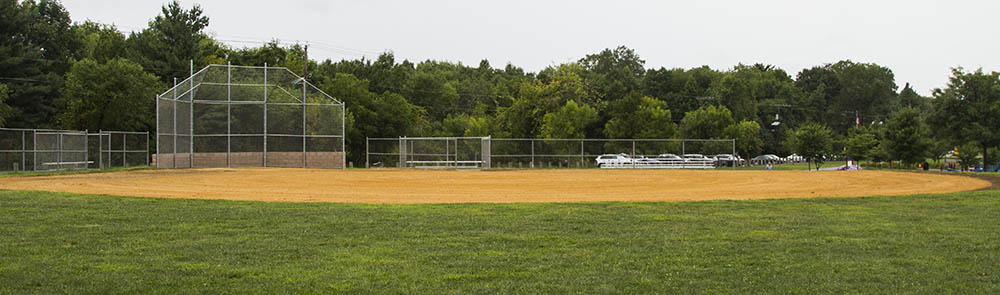 A regulation softball field.
