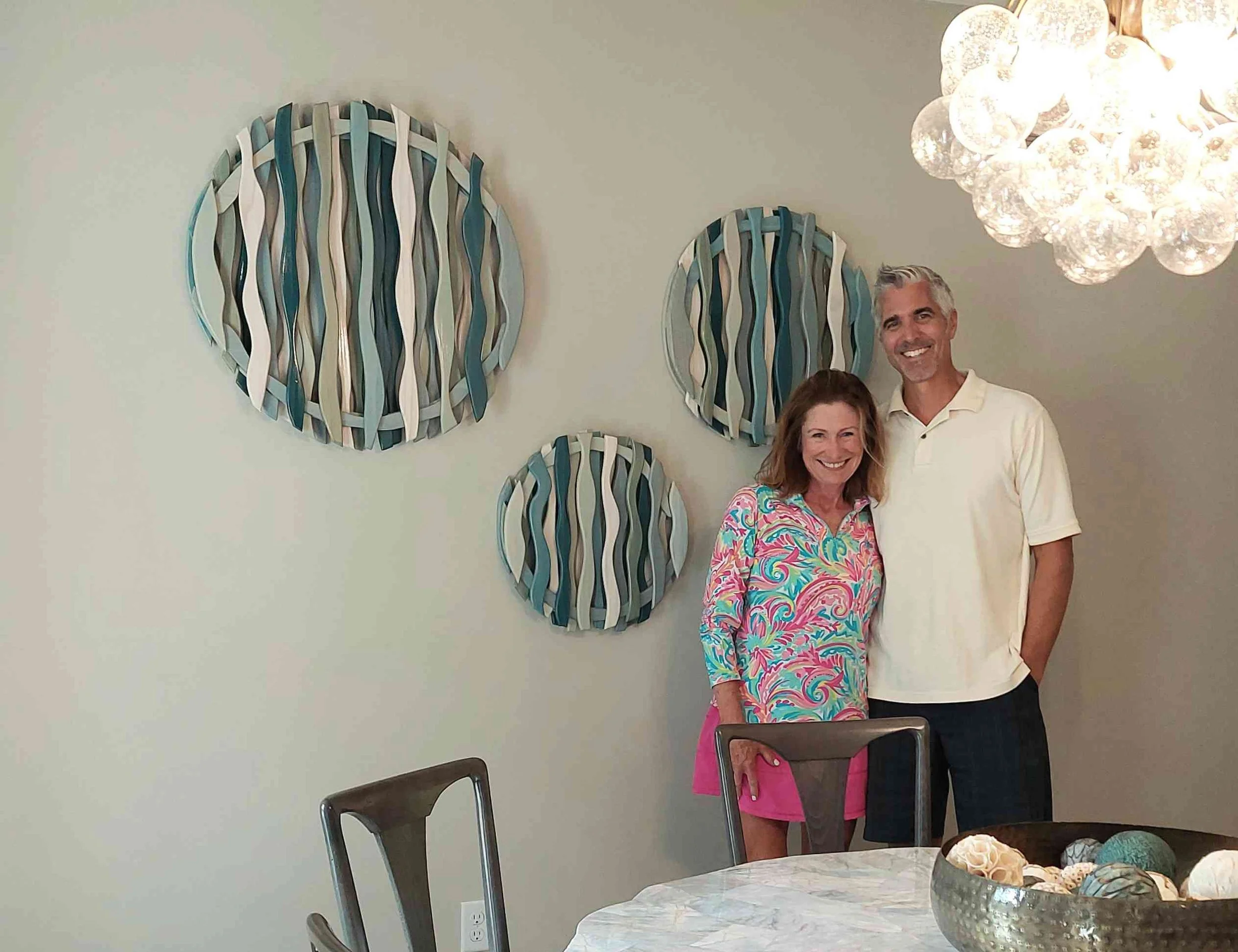 Custom triptych for primary residence in St. Albans, MO. 18, 22, 30 diameter, Pantone-matched