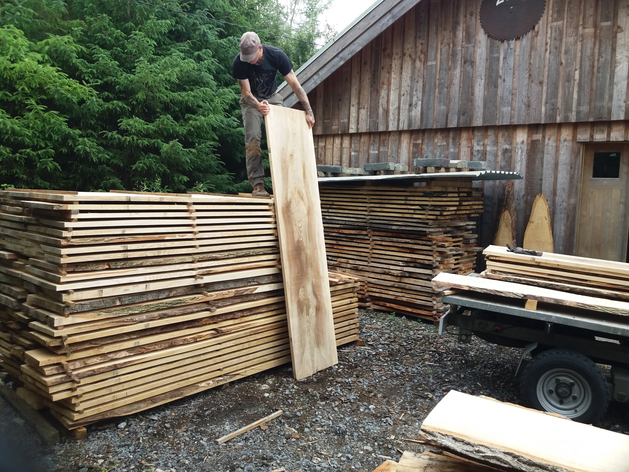  Air drying the timber outside for at least two summers.&nbsp; 