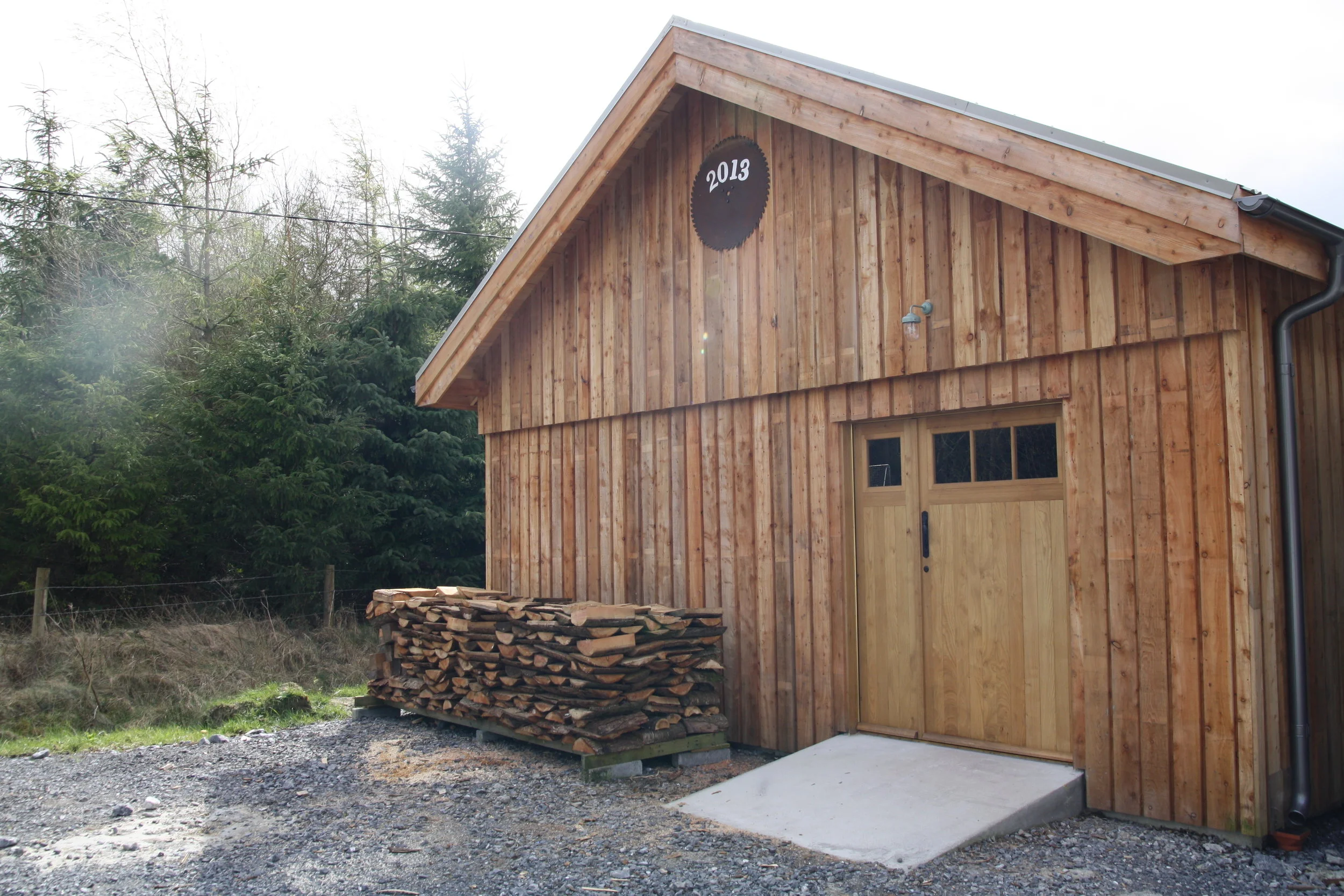 Kiln and timber store.