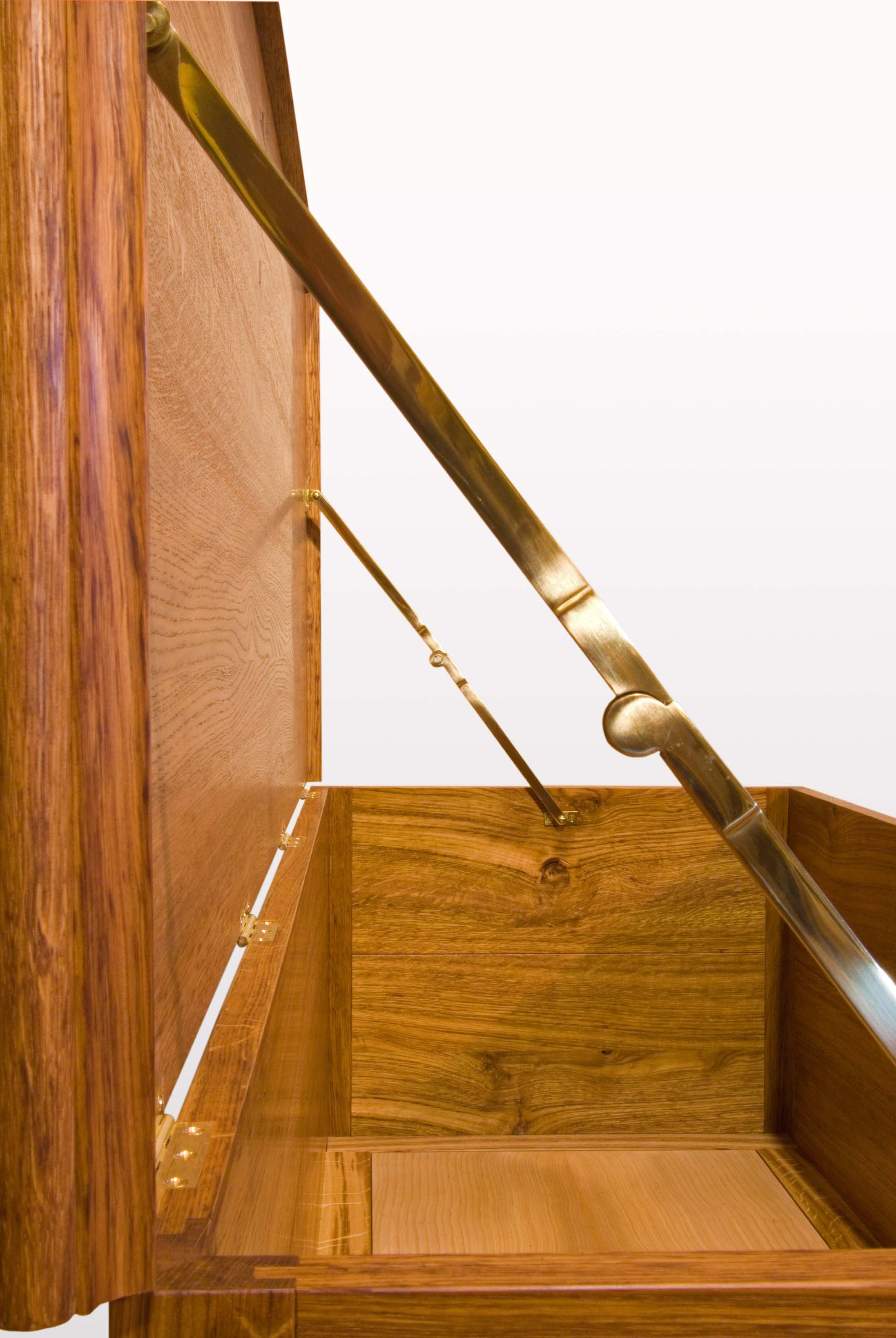  “Blanket chest”  Reproduction brass lid stays. 