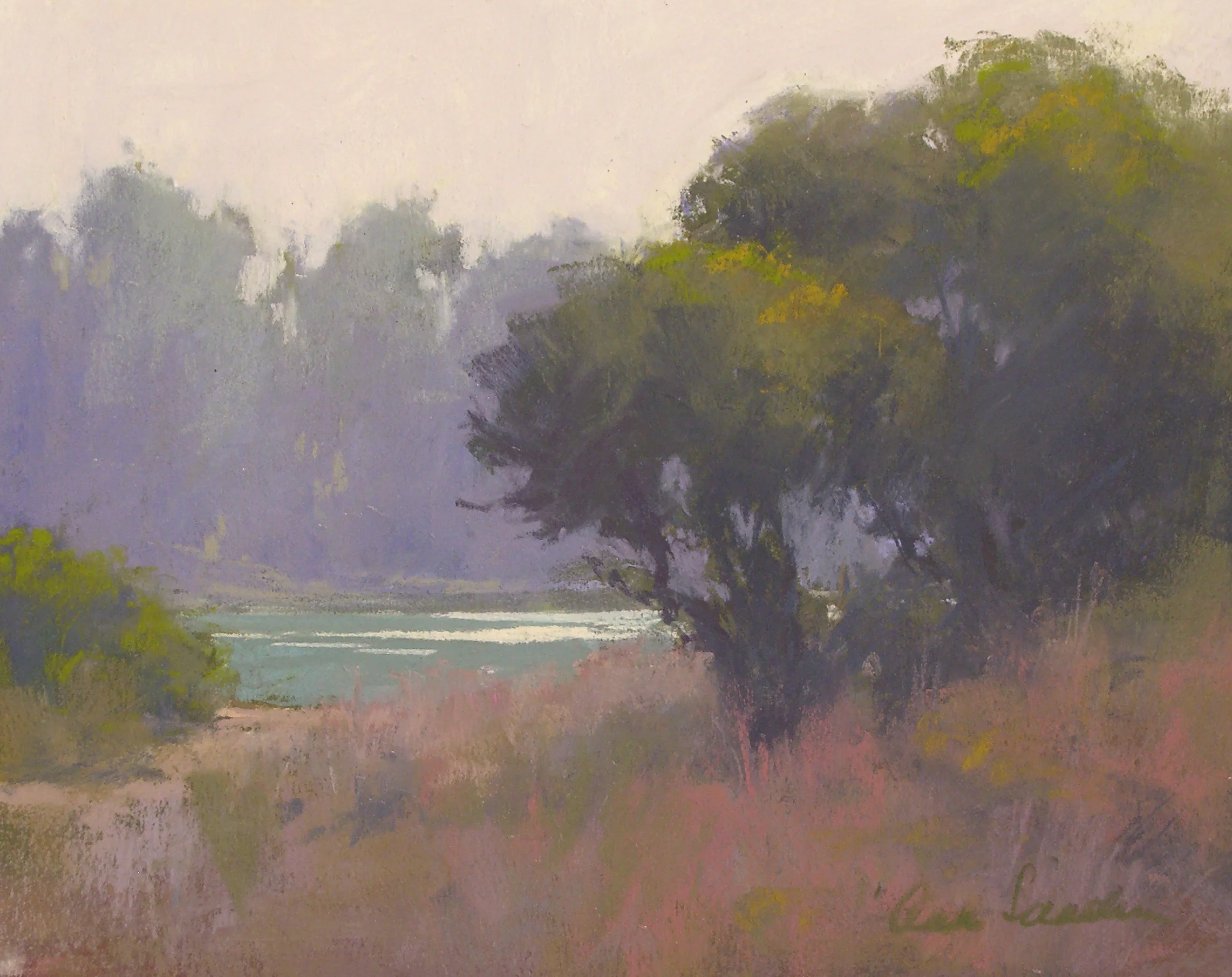 Lagoon Haze, pastel, 8x10