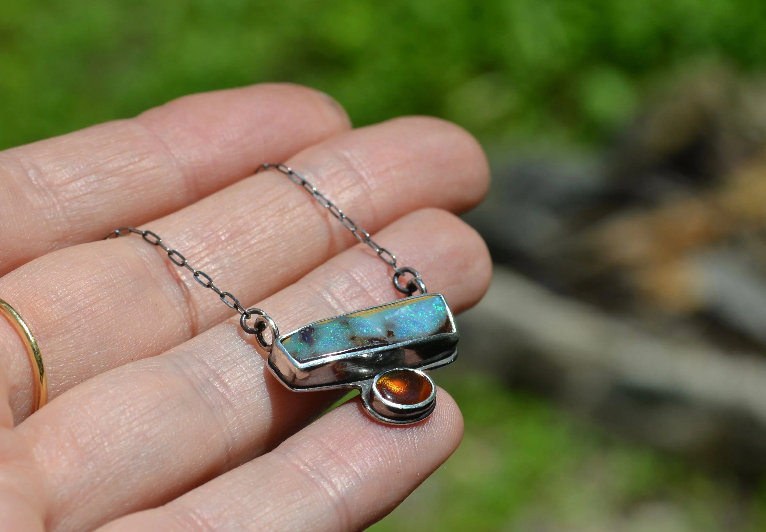 Opal and Fire Agate Necklace — The 