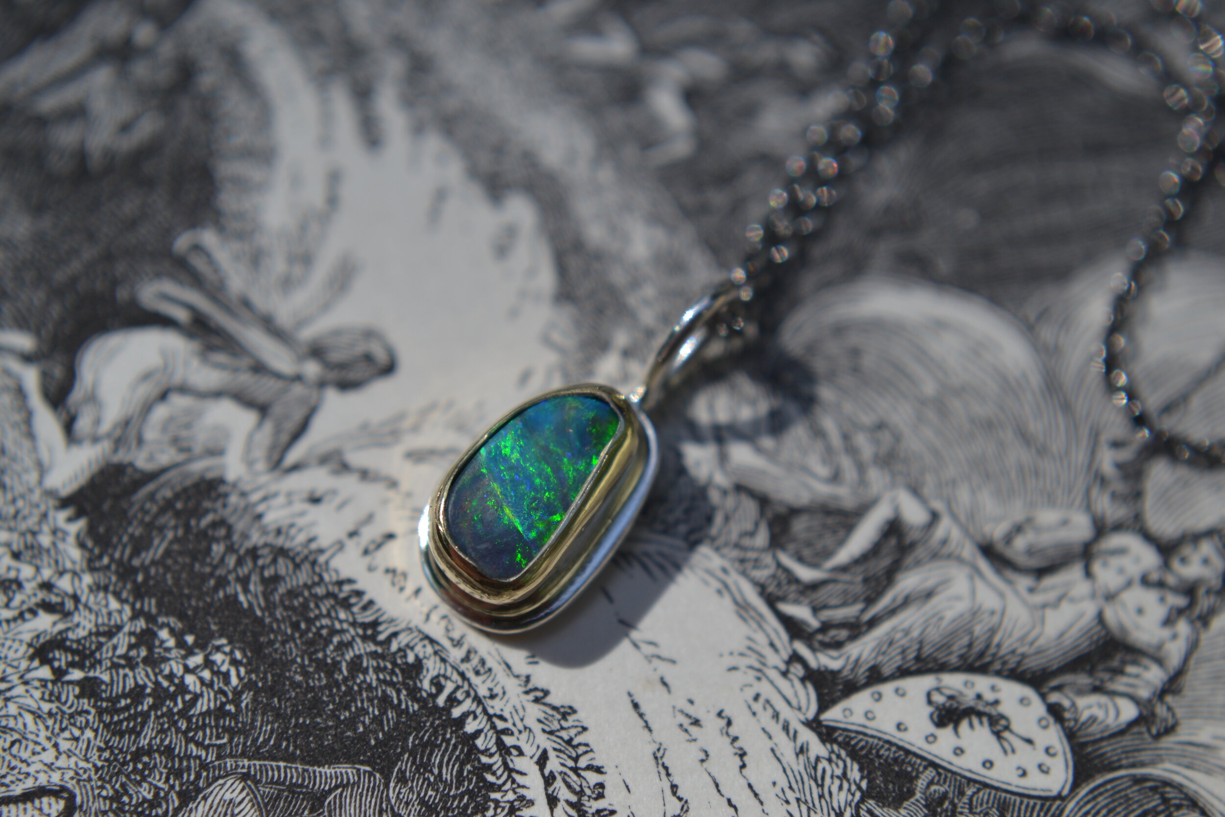 Transmission (Genuine Opal Triplet, Sterling Silver Pendant)