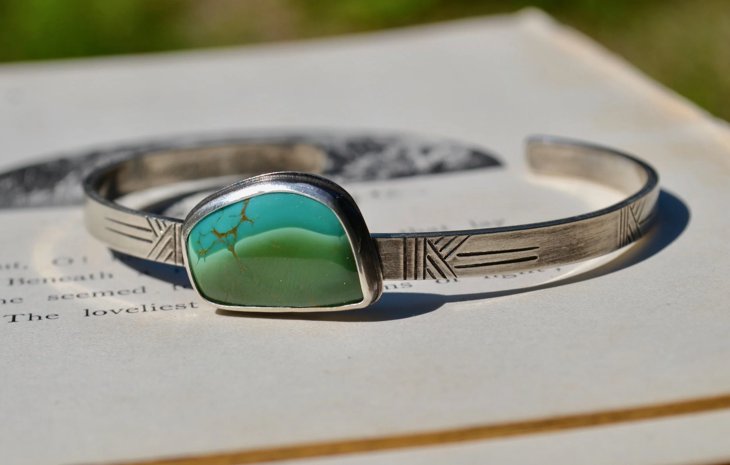 Manassa Mine Turquoise Weaver Cuff — The Cave Lady