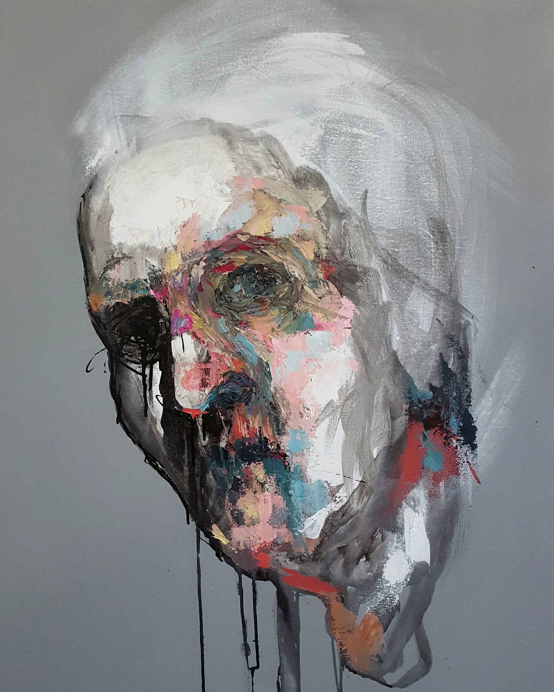 "Confrontation" mixed media on canvas, 30" x 40" SOLD
