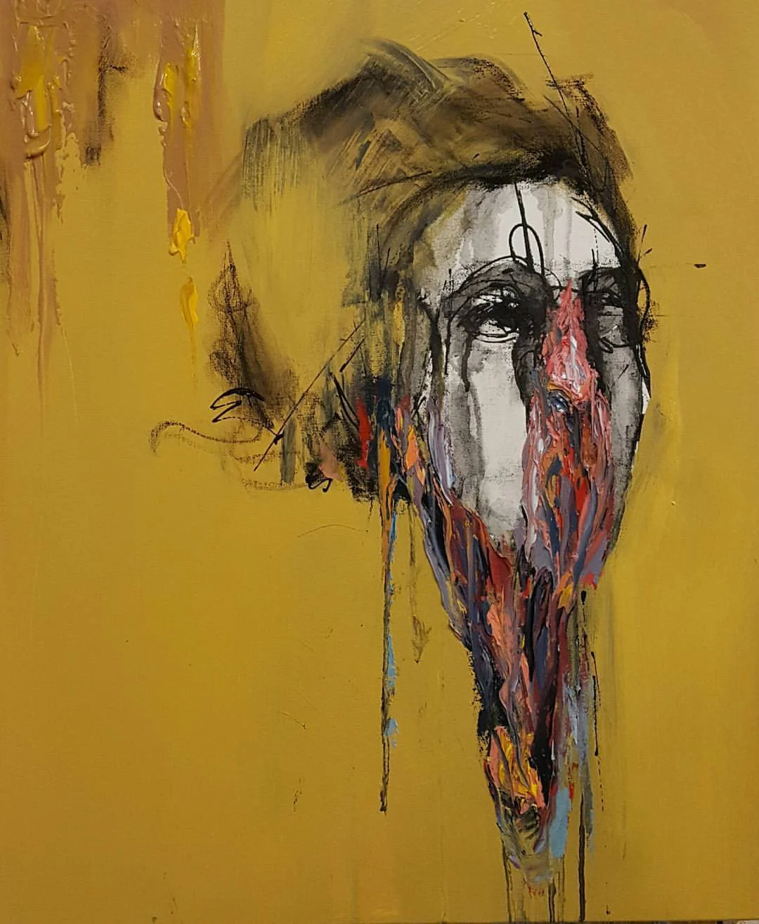 "Stay Free" mixed media on canvas, 20" x 24" SOLD