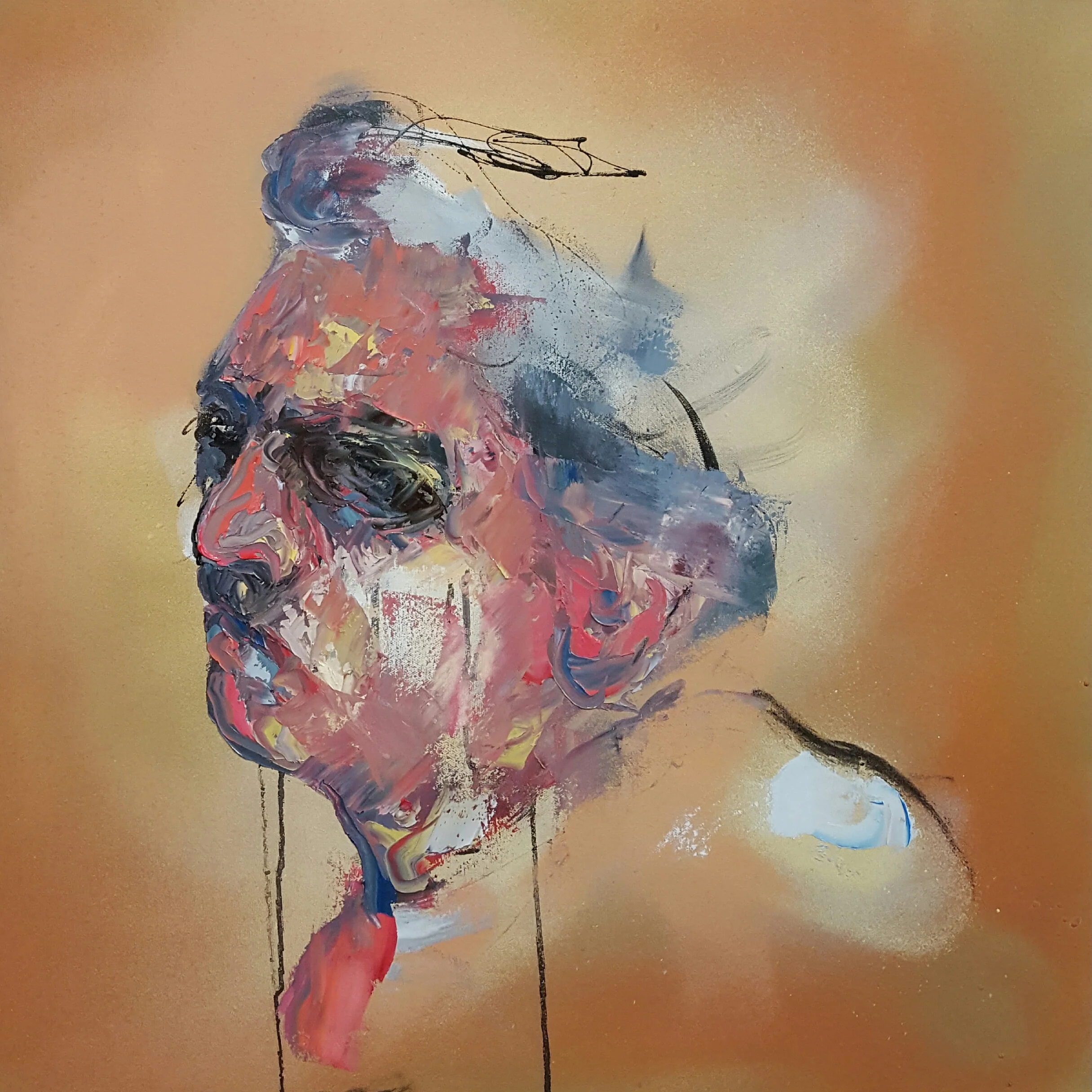 "Shade from the Moon" Mixed media on canvas, 24"x24" SOLD