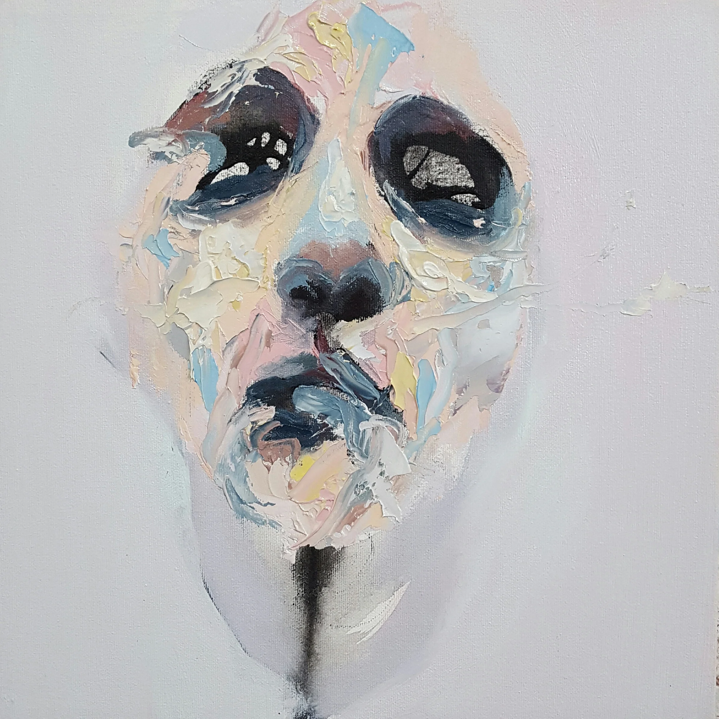 "Sembrando flores" "Planting flowers" Mixed media on canvas, 12"x12" SOLD