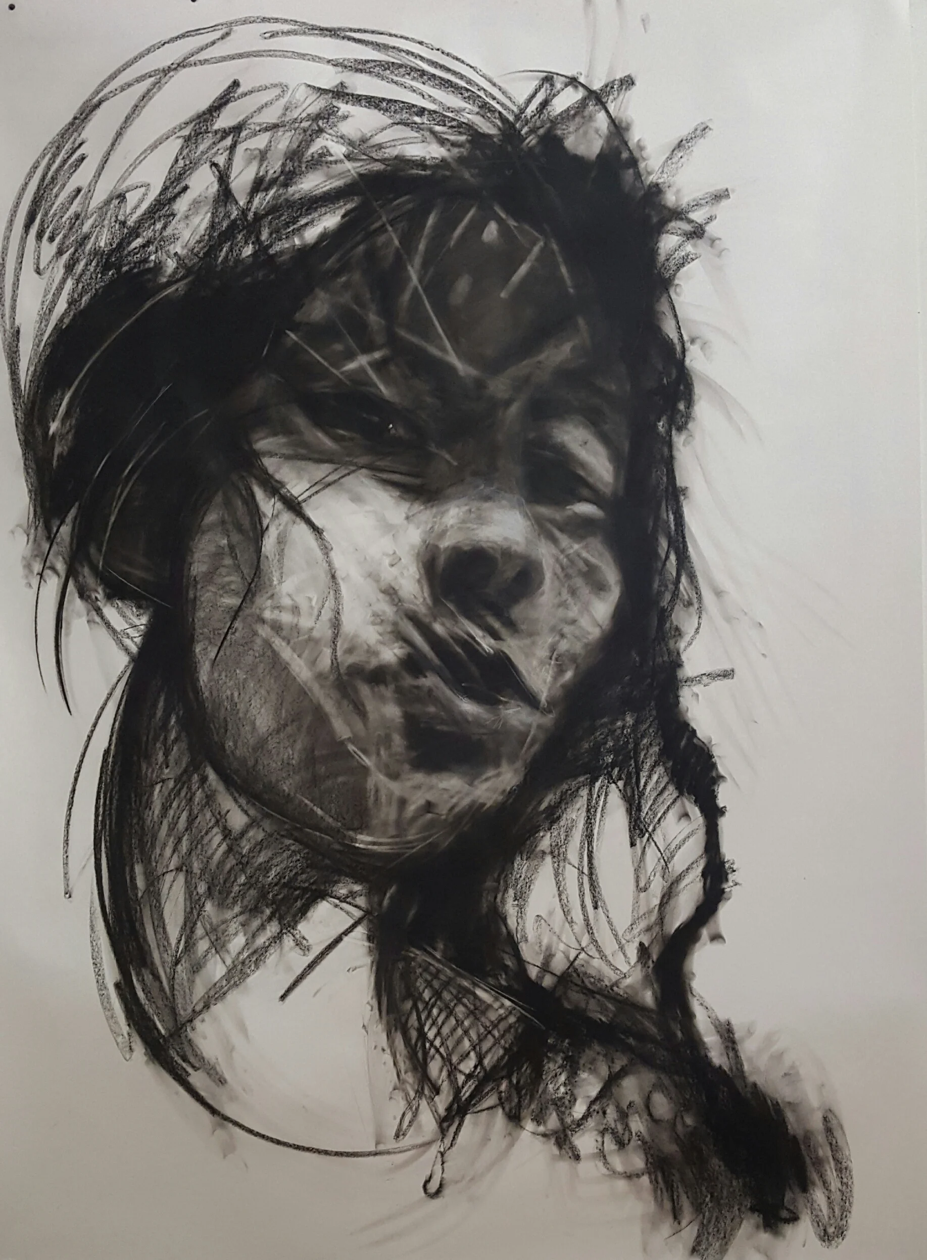 charcoal on paper, 50" x 60"