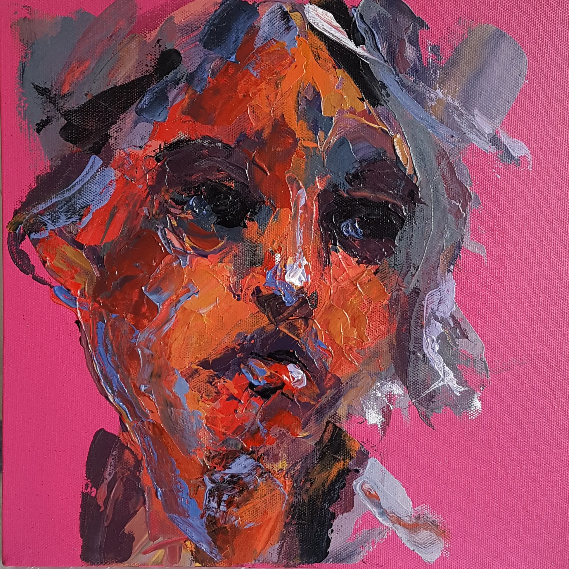 "World Wide" mixed media on canvas, 12" x 12" SOLD