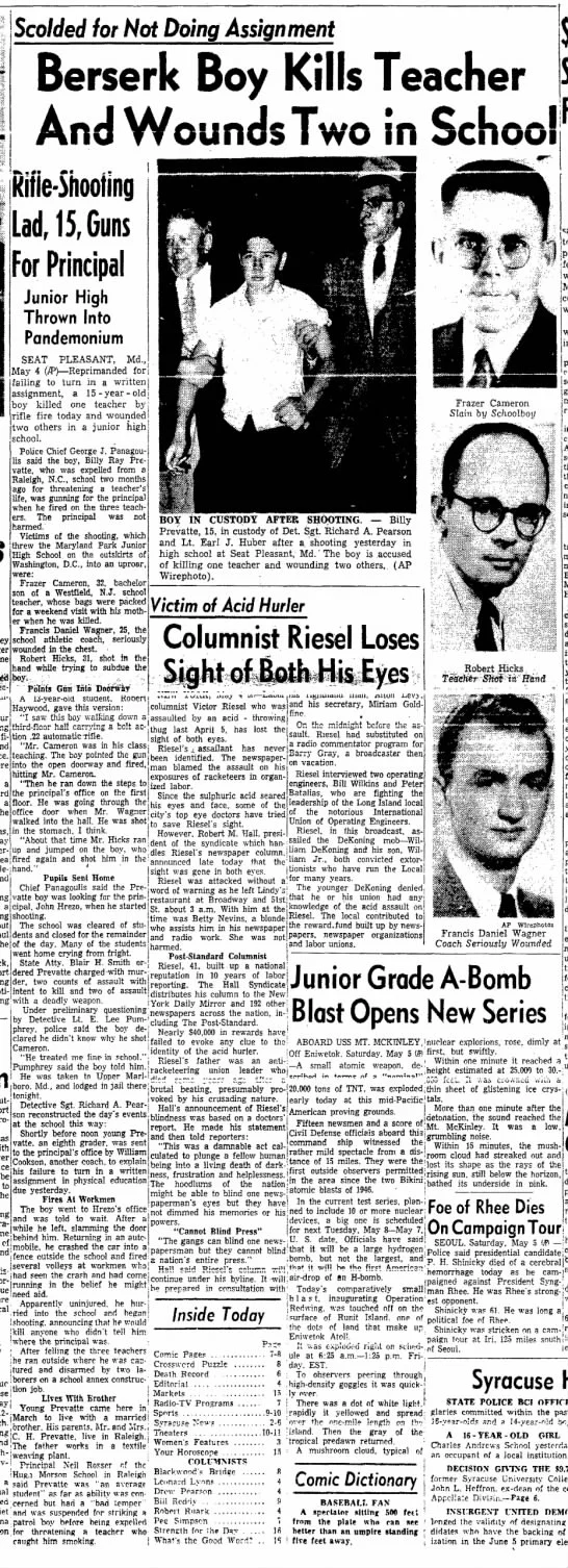 This 1956 Seat Pleasant case made national headlines. More recently, three people died after five were shot in Forestville in 2016.
