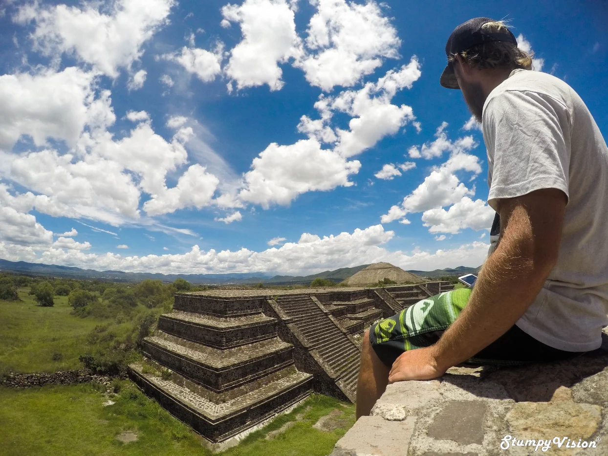 Looking down on the Avenue of the Dead in the ruins of Teotihuacán on the outskirt of Mexico city. This site contains the largest pyramids outside of Egypt.