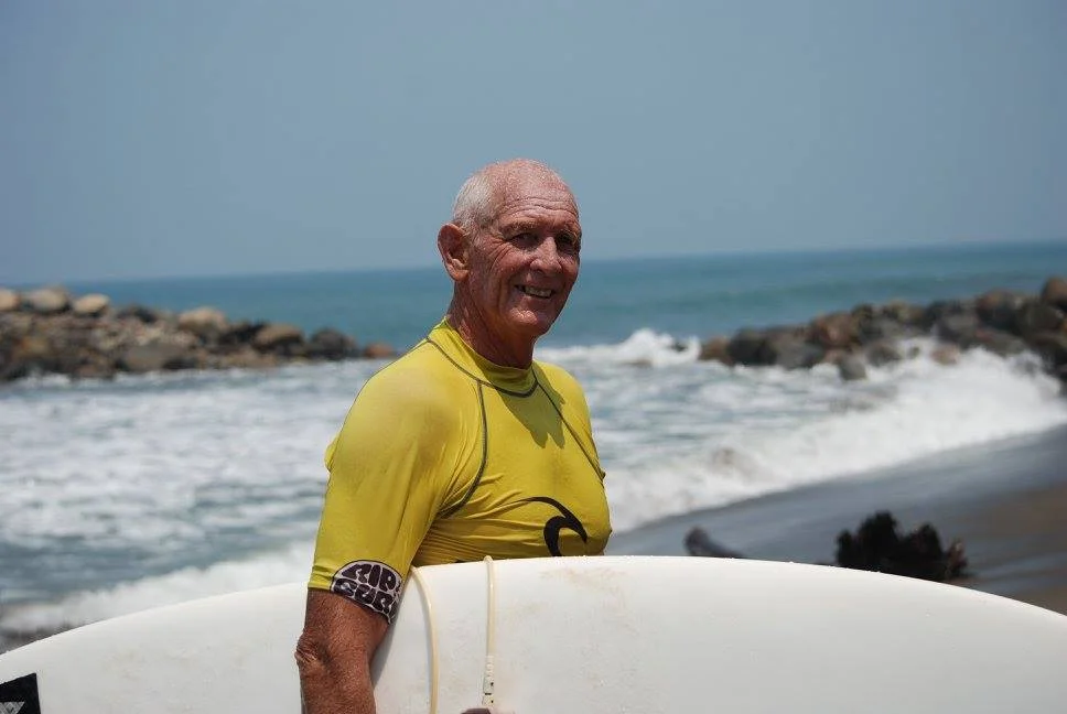 Misión México founder, legend and keen surfer Alan Skuse. Photo by Pam Skuse.