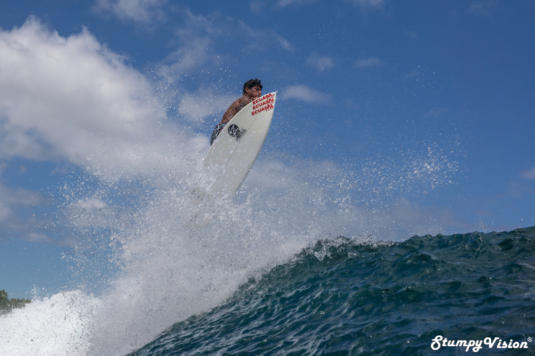 Ecuadorian National Champion Jonathan "El Gato" Zambrano taking flight in the Galápagos.