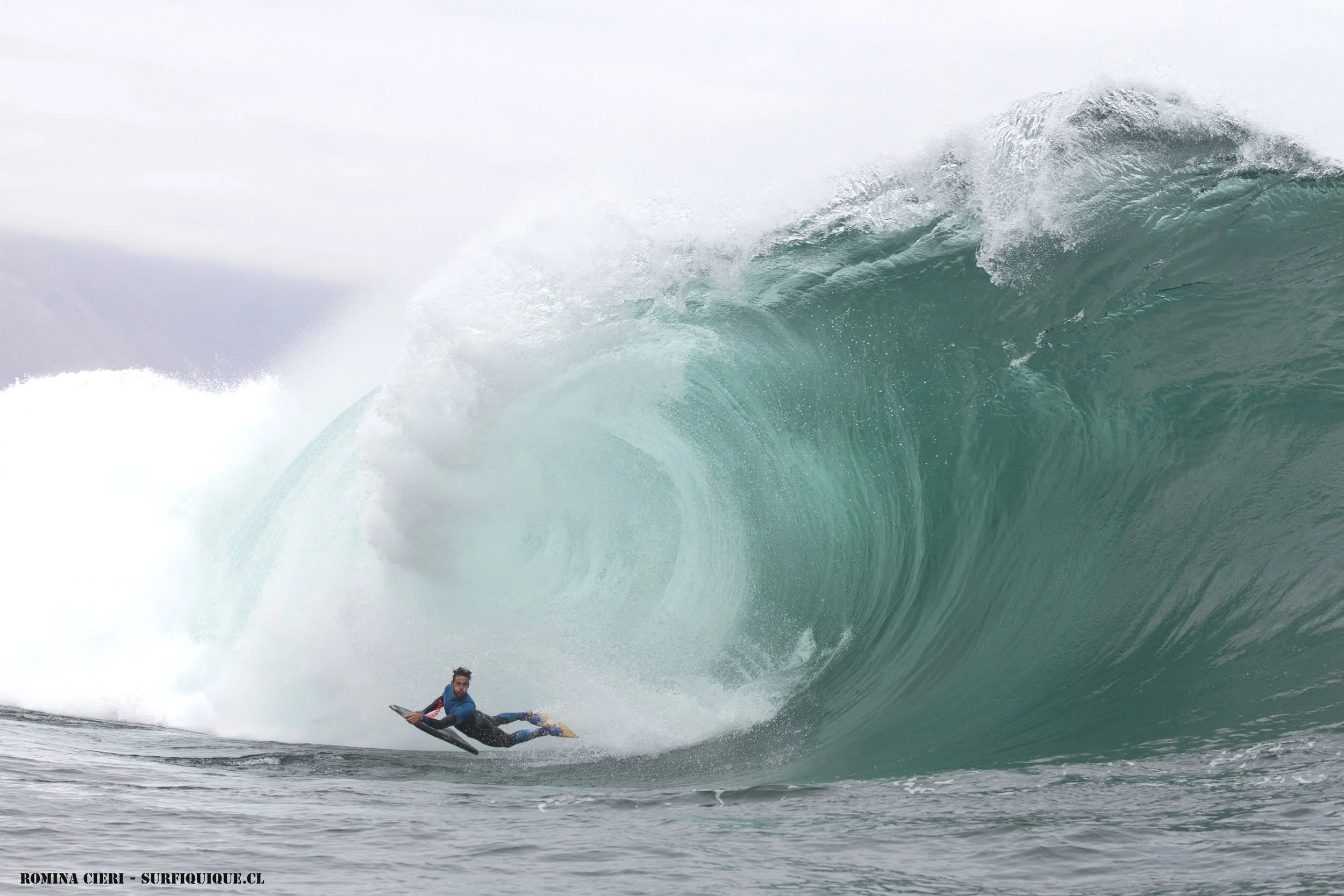 Diego Cabrera from the Canary Islands tackles the beast around the same time I was there. Photo by Argentine surfer/model Romina Cieri