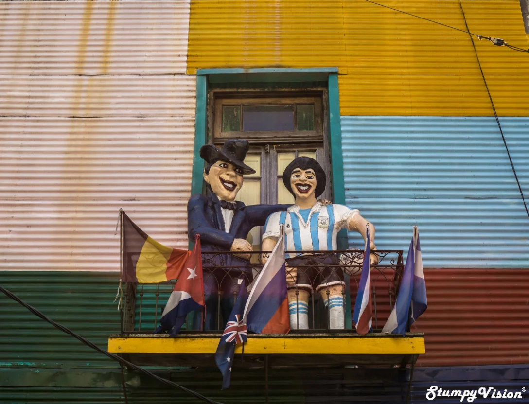 Rubbing shoulders with Argentina's prodigal son Diego Maradona in La Boca.