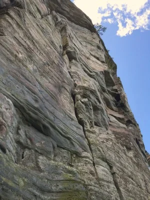 There was a sign saying no climbing on the cliff faces. And I was like, darn.