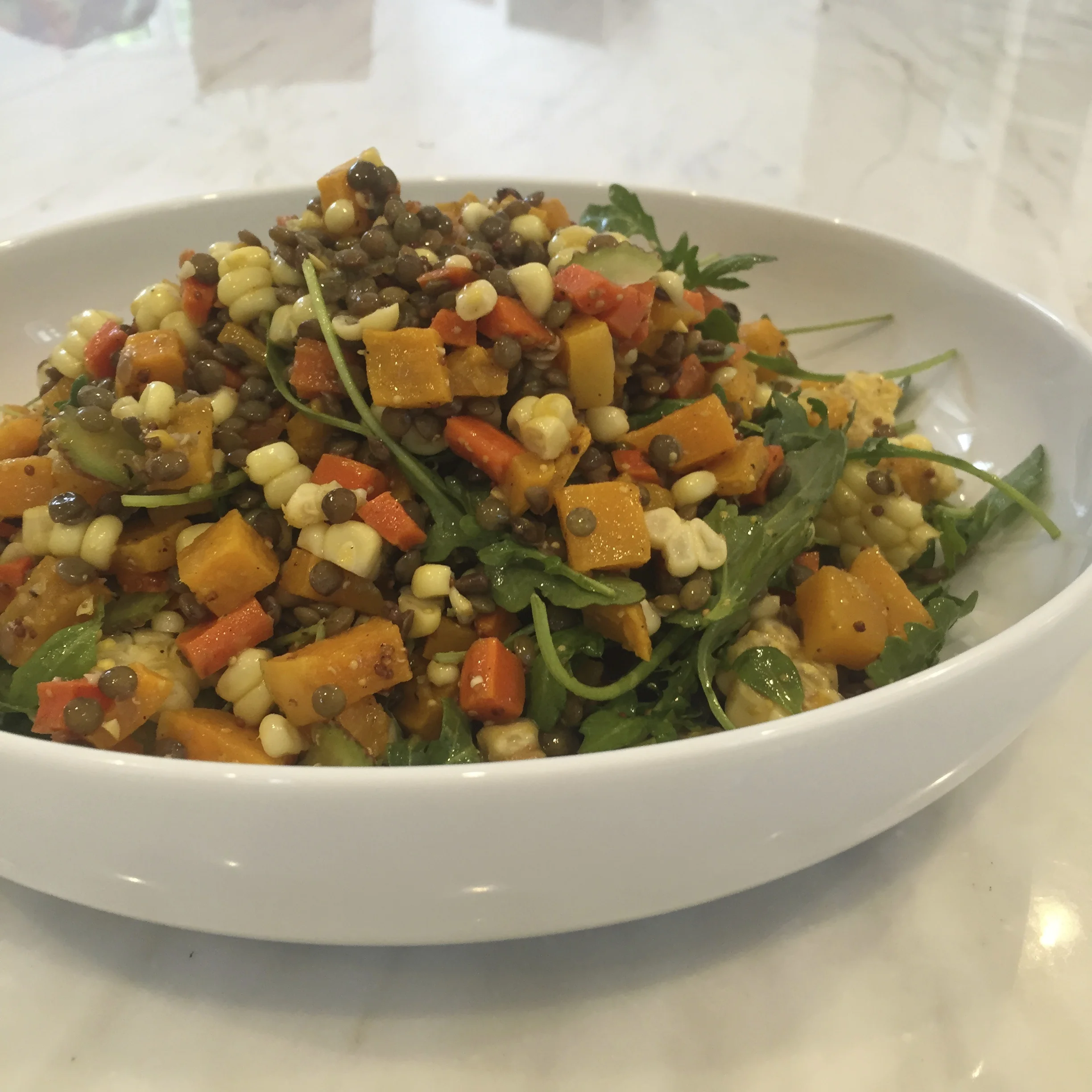 Lentil Salad with Autumn Squash and Corn