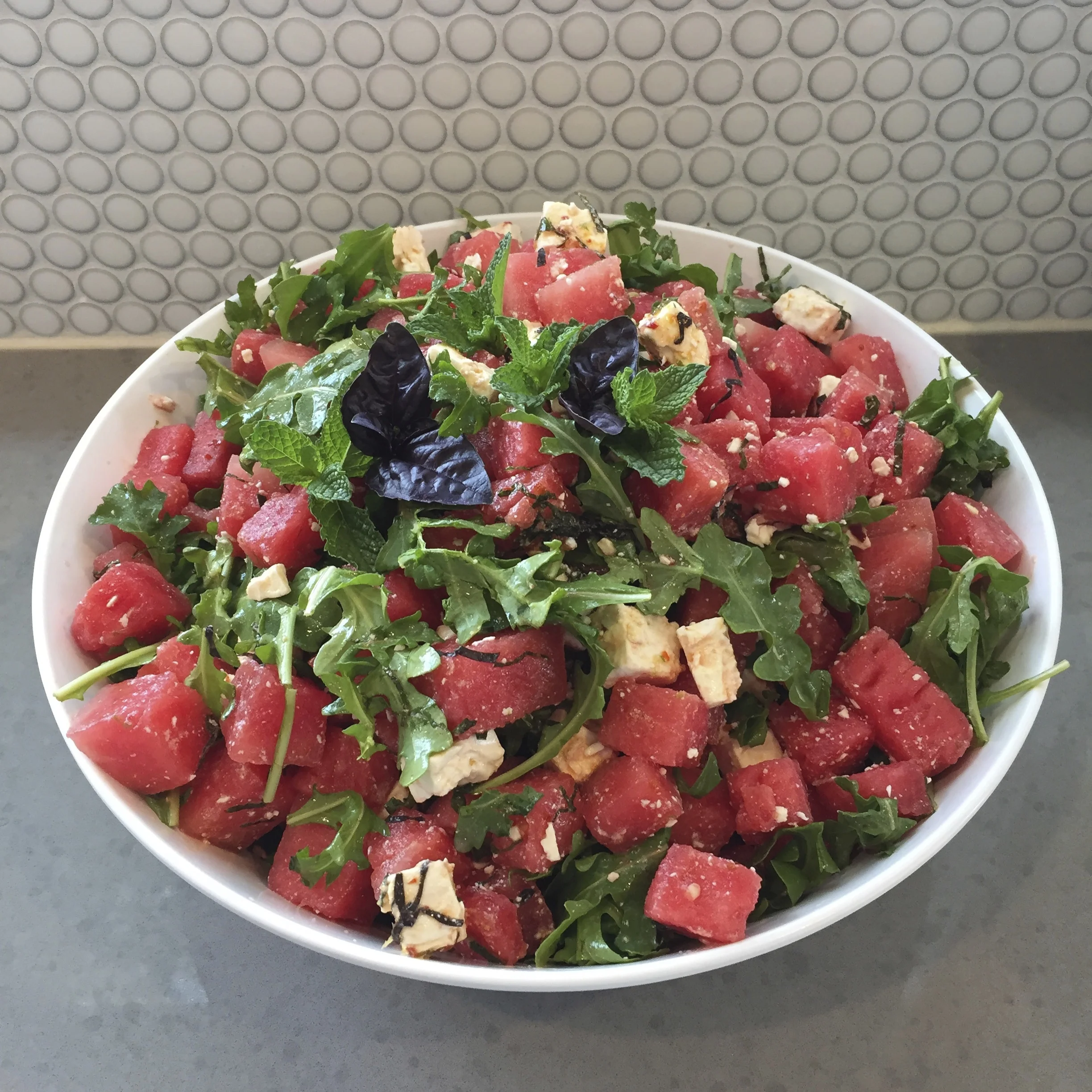 Watermelon Salad with Arugula and Feta