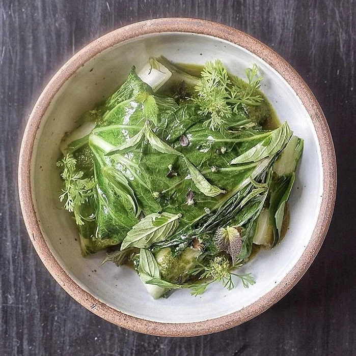 Mahi with Tomatillo and Fragrant Greens