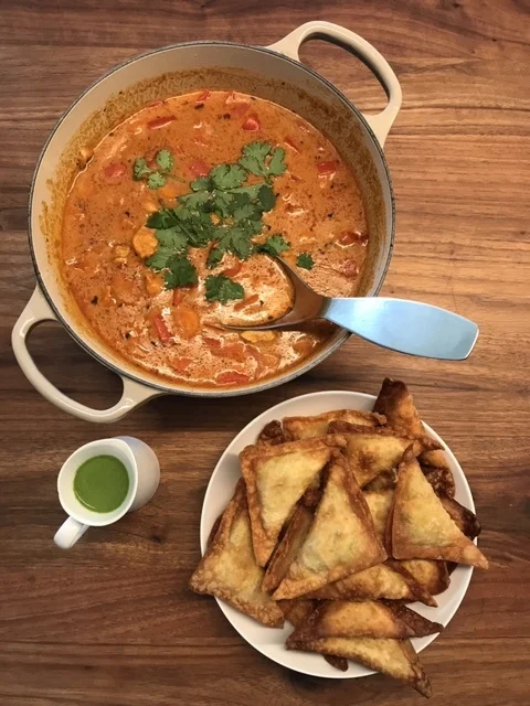 Indian Curry and Samosas