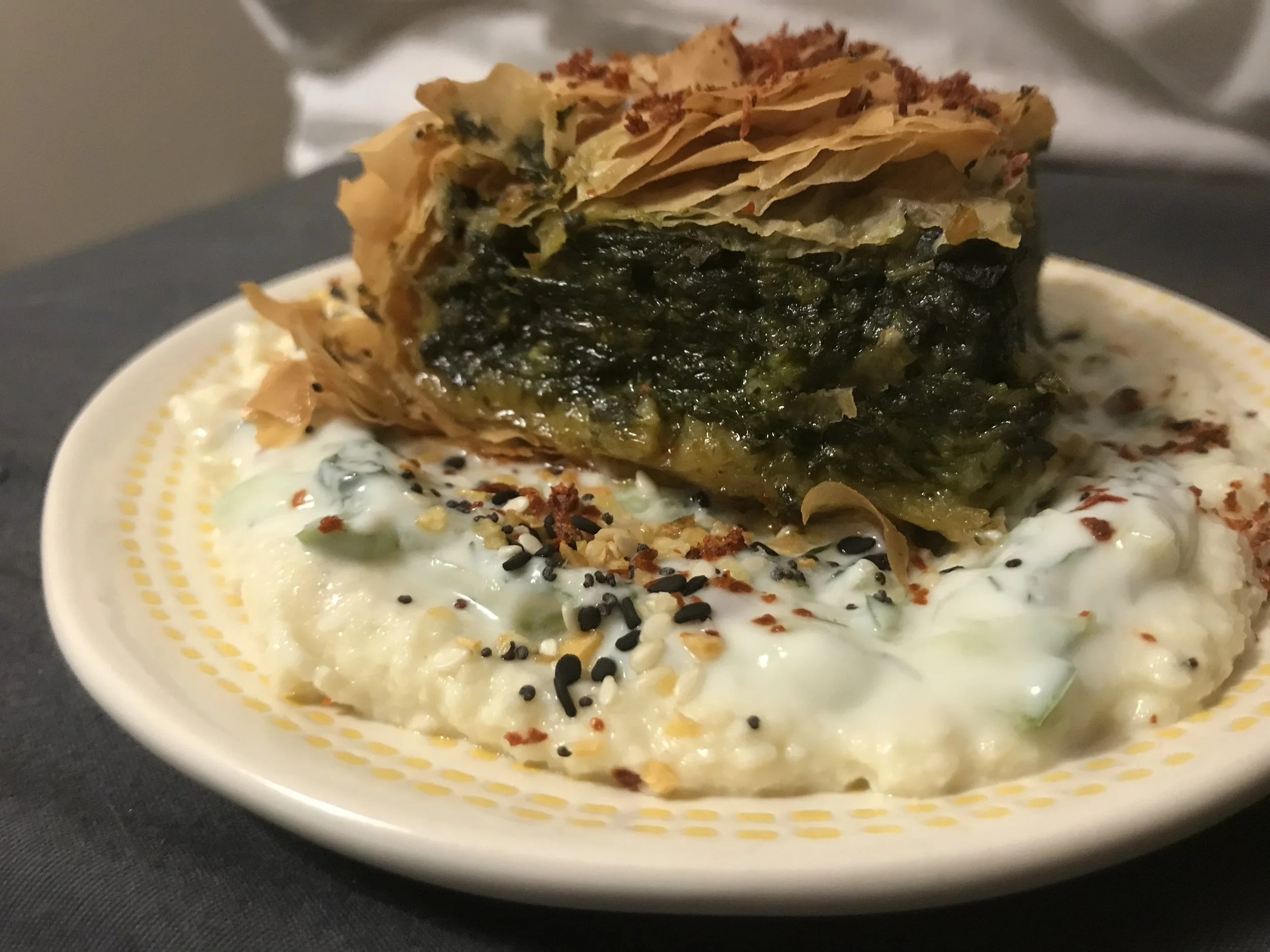 Spanakopita on Tzatziki
