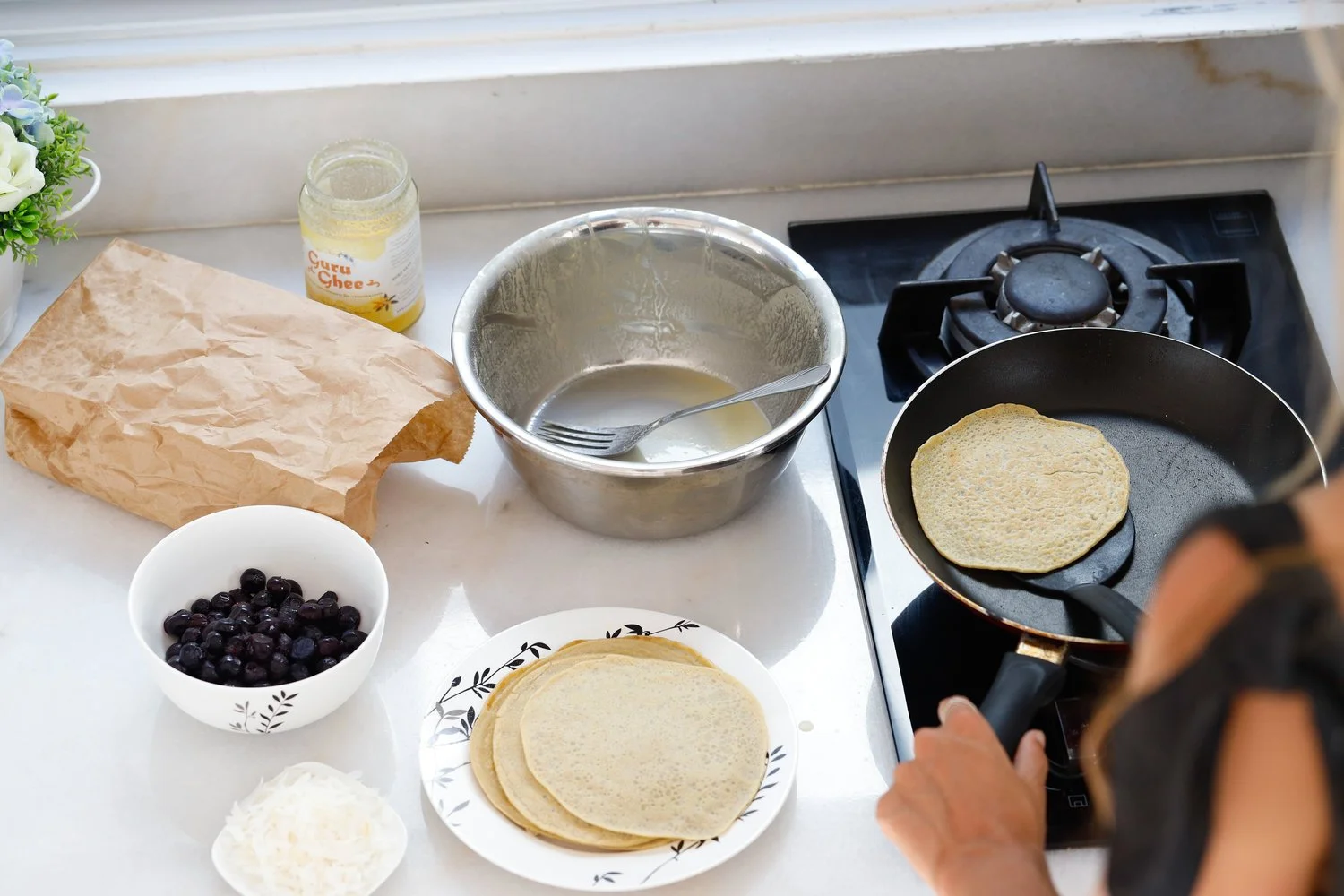 Cassava Pancakes + Chia Berry Jam 