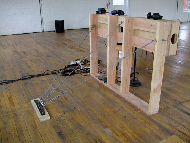 Bolted into the floor and triangulated with cables