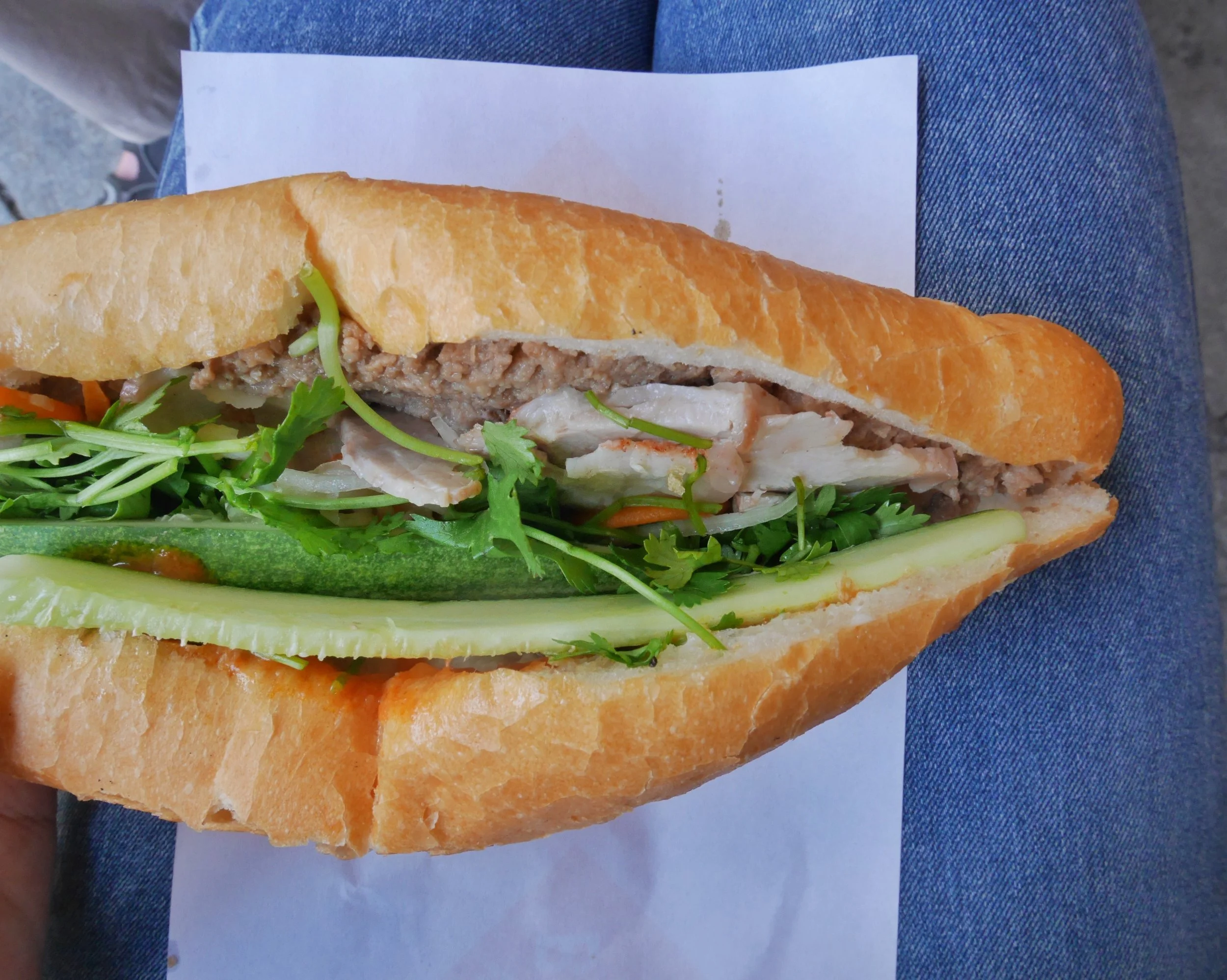  Bread roll with pate and BBQ pork 