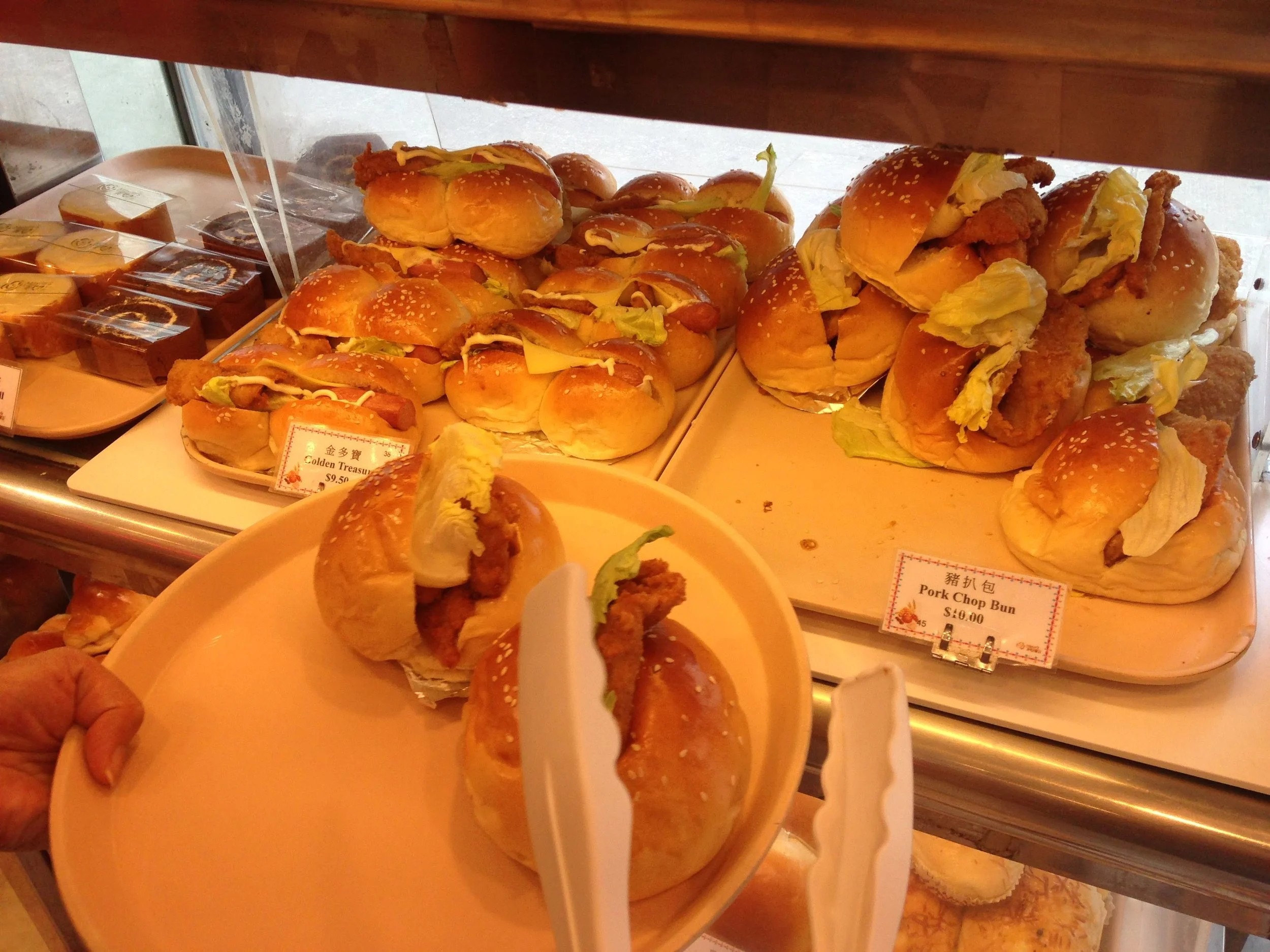  pork chop buns at a bakery in Macao 