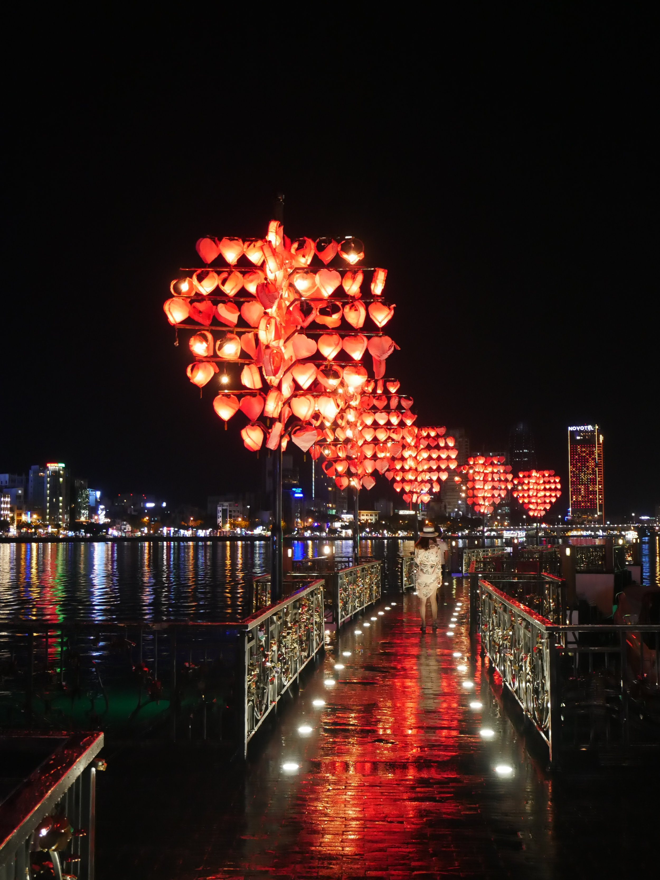  Vietnam Love Lock Bridge at night 