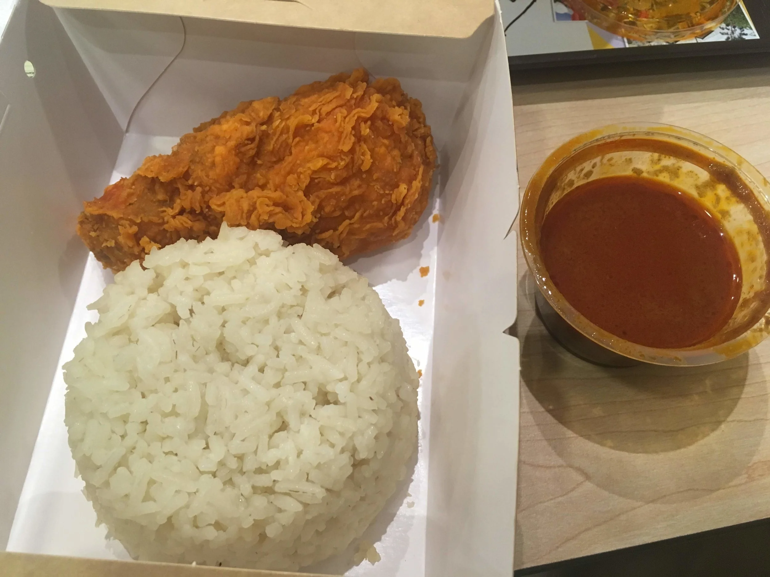  Ayam Goreng McD (spicy chicken and rice) ordered at a McDonald’s in Kuala Lumpur, Malaysia 