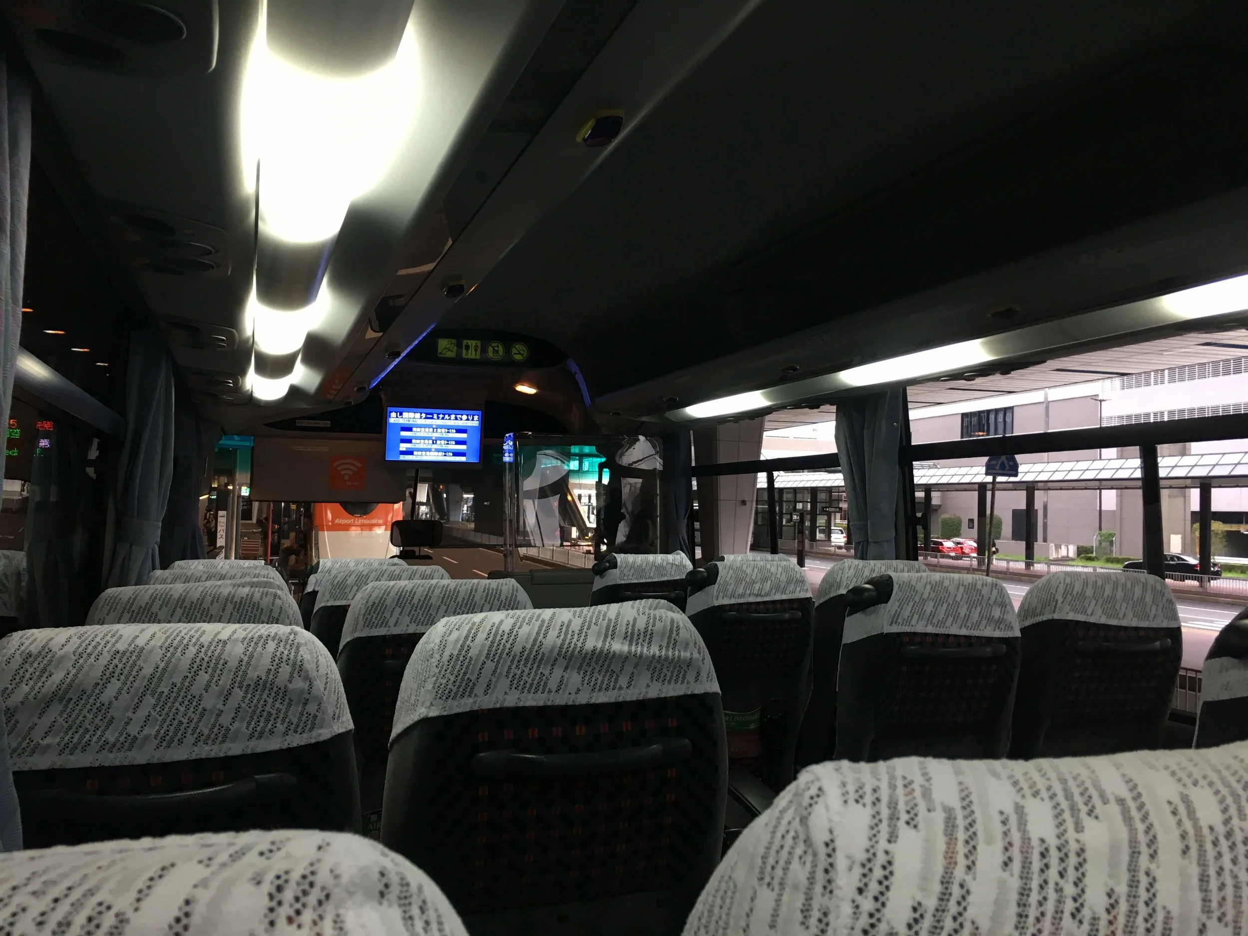  interior of the Narita-Hanaeda Airport shuttle bus 
