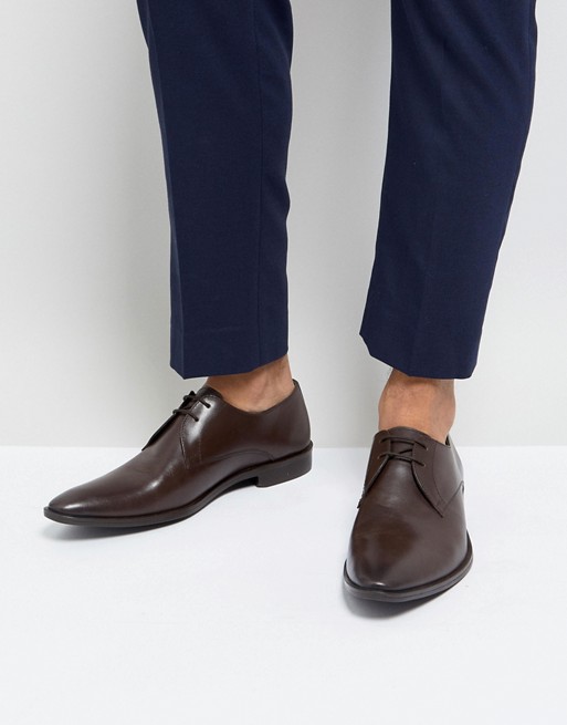 brown leather derby shoes