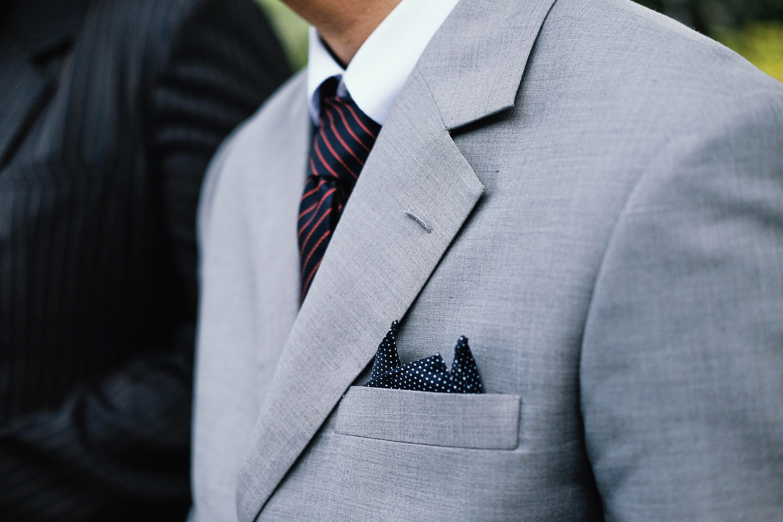 cocktail attire grey suit