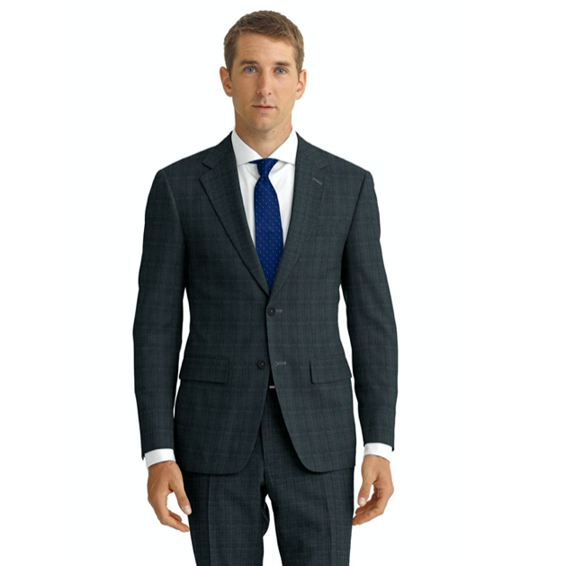 navy checked suit